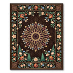 Dark Floral Pomegranate Medallion Accent Rug
