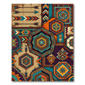 Bold Teal Orange Geometric Tile Rug
