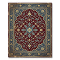 Crimson Blue Golden Medallion Floral Rug