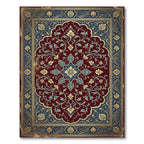 Crimson Blue Golden Medallion Floral Rug