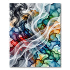 Vibrant Ink Swirl Abstract Watercolor Rug