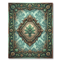 Ornate Sage Green Faux Antique Medallion Rug