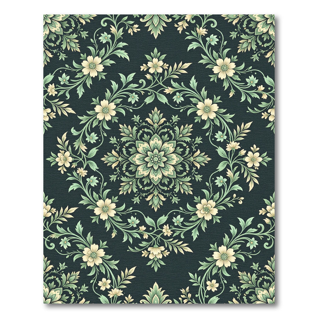 Vintage Cream Floral Scrollwork Rug
