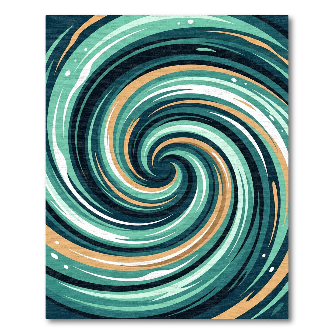 Modern Teal and Sand Swirl Vortex Rug