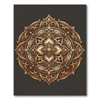 Ornate Golden Floral Filigree Medallion Rug