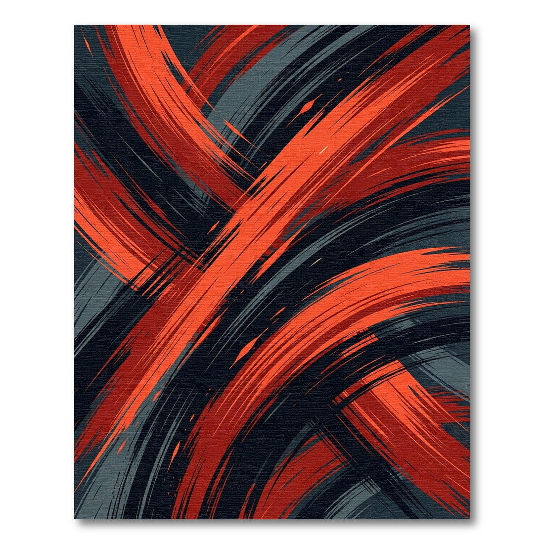 Contemporary Vibrant Red Charcoal Abstract Swirl Rug