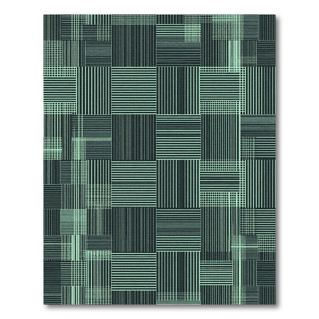 Teal Geometric Grid Blocks Rug