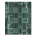 Teal Geometric Grid Blocks Rug