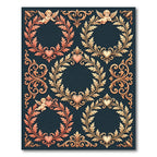 Cherubic Heart Floral Laurel Wreath Ornament Rug