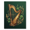 Golden Celtic Harp with Emerald Shamrocks Rug