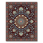 Elegant Burgundy Floral Star Medallion Rug