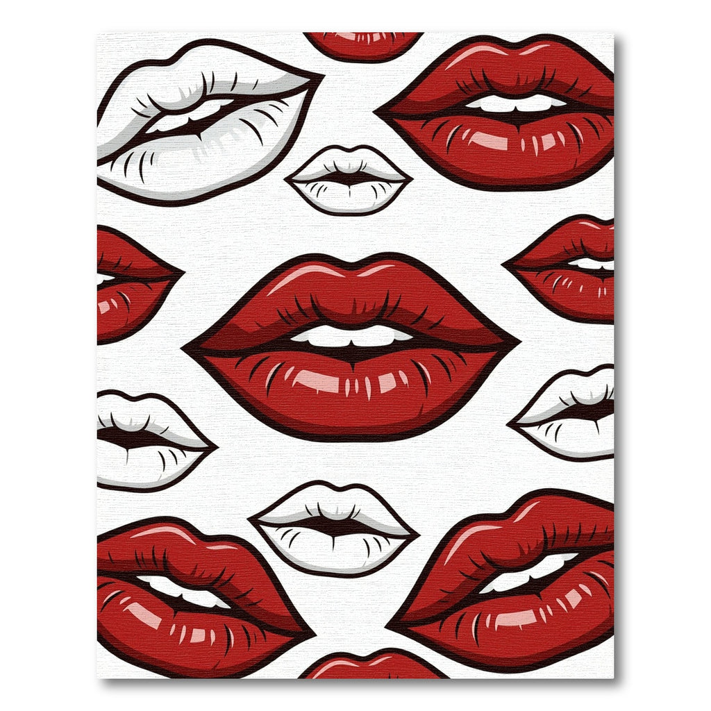 Bold Red and White Kiss Lips Rug