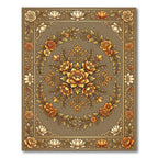 Golden Floral Medallion Harvest Ochre Rug