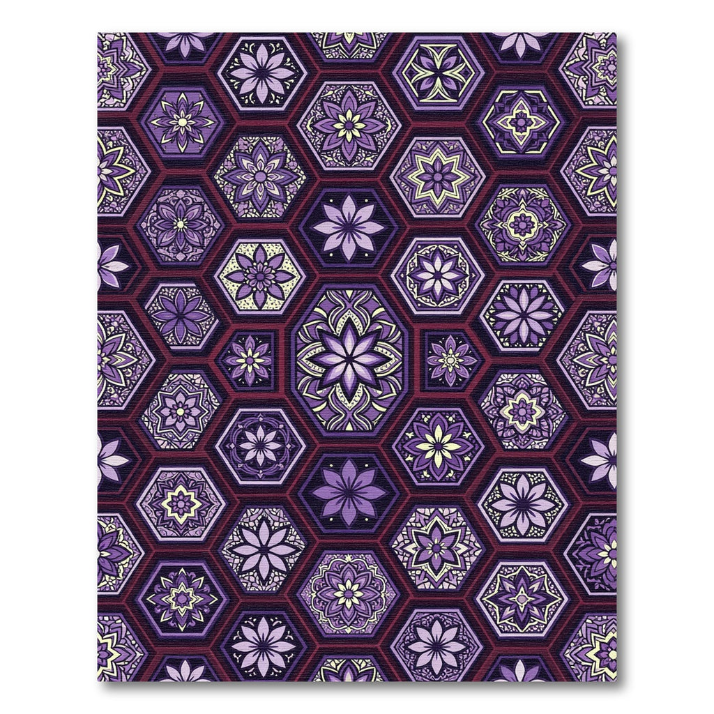 Purple Floral Hexagon Medallion Rug