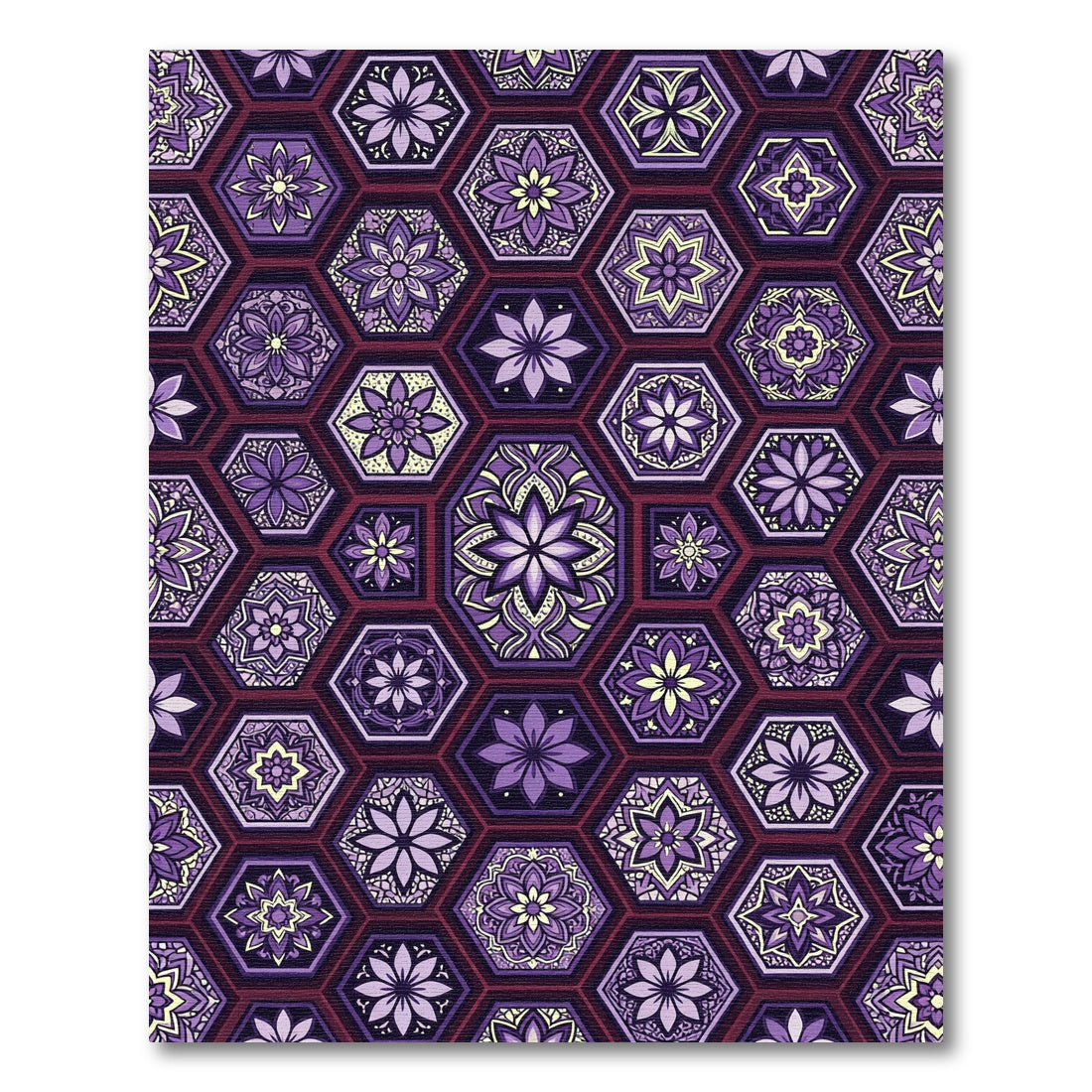 Purple Floral Hexagon Medallion Rug