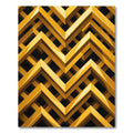 Golden Geometric Chevron Interlocking Abstract Rug
