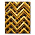 Golden Geometric Chevron Interlocking Abstract Rug