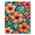 Vibrant Tropical Hibiscus Floral Art Rug