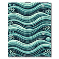 Oceanic Teal Swirl Coral Shell Waves Rug