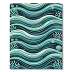 Oceanic Teal Swirl Coral Shell Waves Rug