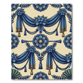 Regal Blue Floral Swag Tassel Medallion Rug