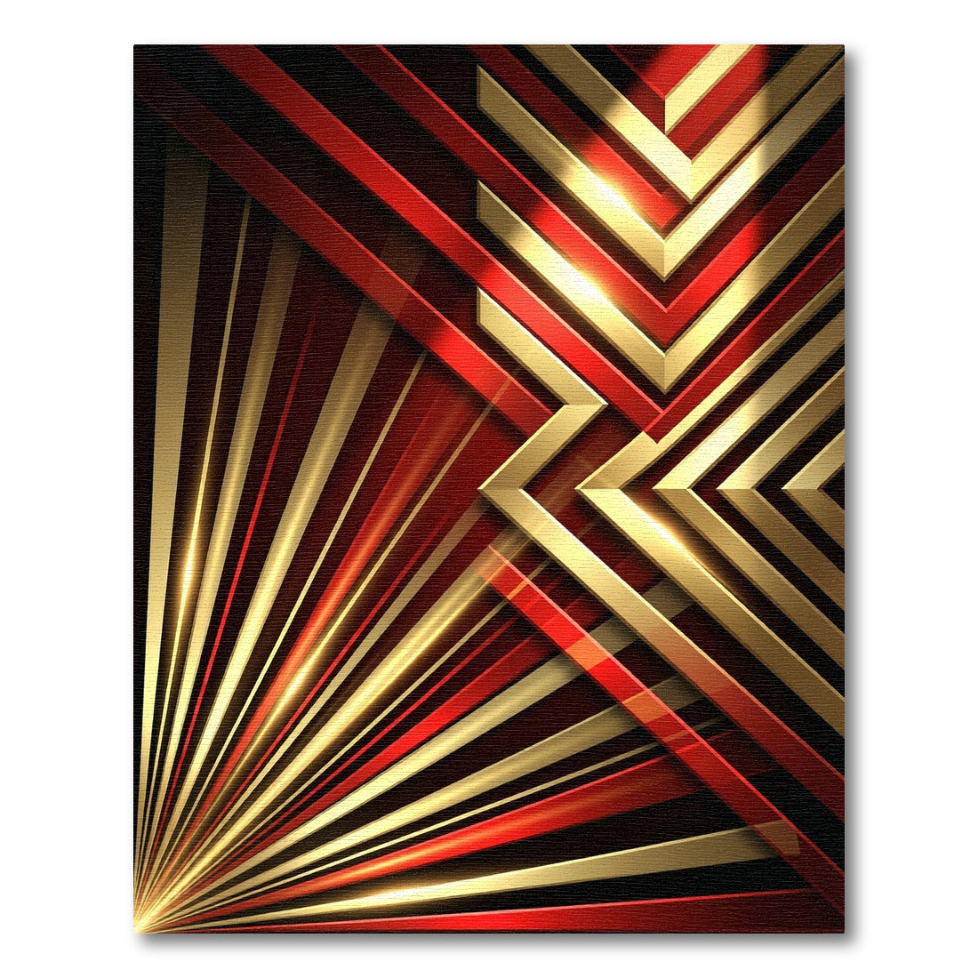 Red Gold Geometric Arrow Rug