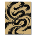 Abstract Organic Black Swirl Gold Rug