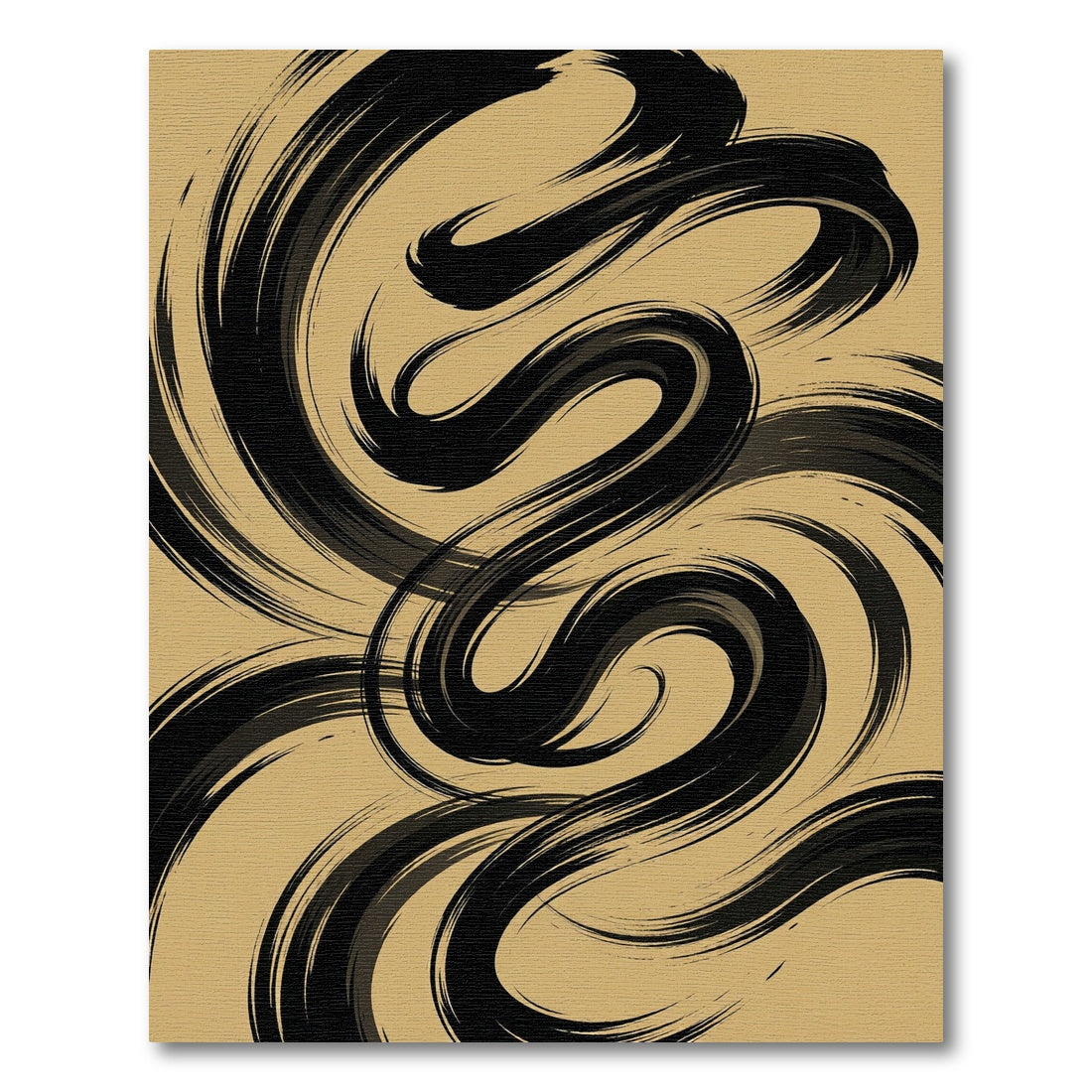 Abstract Organic Black Swirl Gold Rug