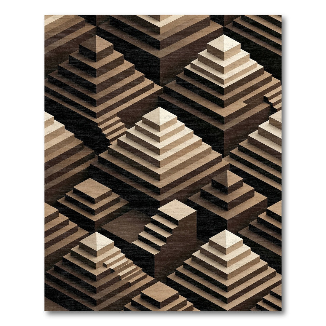 Geometric Caramel Tiered Monochromatic Structure Rug
