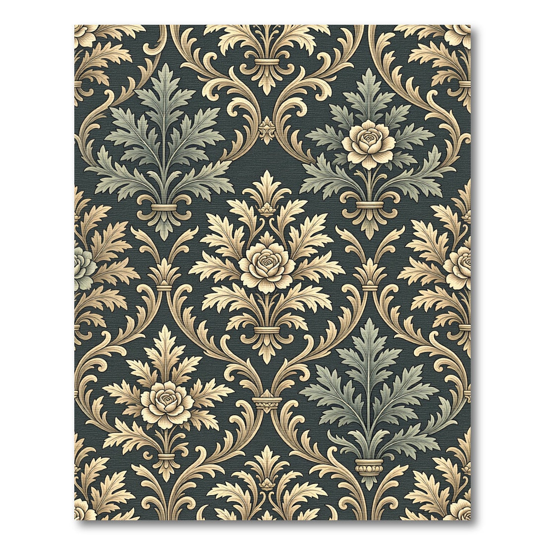 Gilded Floral Damask Accent Rug