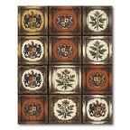 Ornate Heraldic Crest Earthy Tone Tile Rug