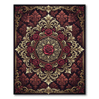 Regal Red Floral Gold Ornament Rug