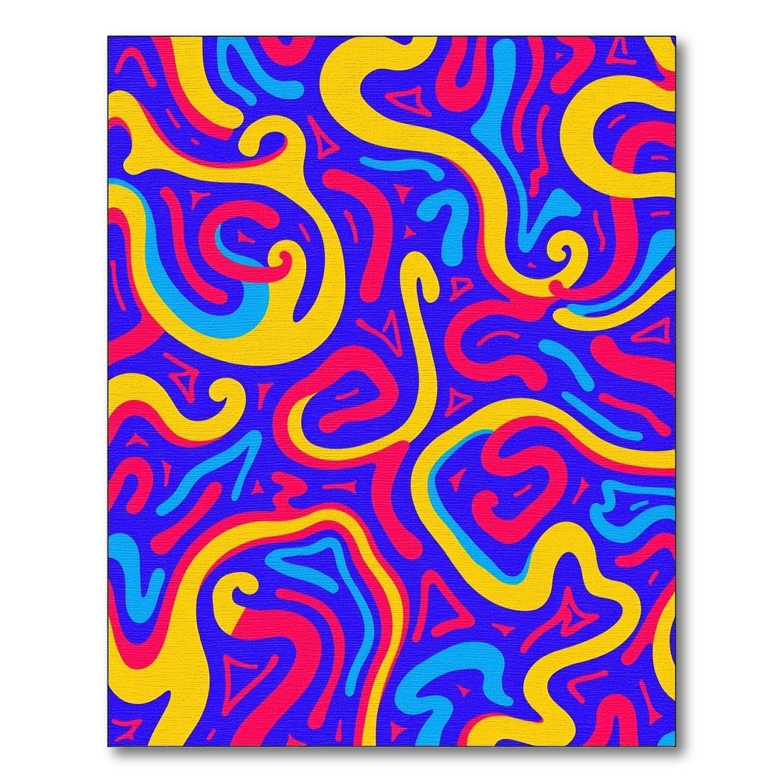 Vibrant Pink Yellow Blue Swirls Rug