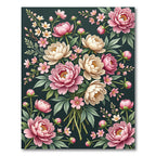 Elegant Pink Peony Botanical Bouquet Rug