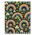 Whimsical Lucky Clover Rainbow Gold Pot Rug