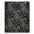 Black and Silver Paisley Floral Art Rug