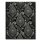 Black and Silver Paisley Floral Art Rug