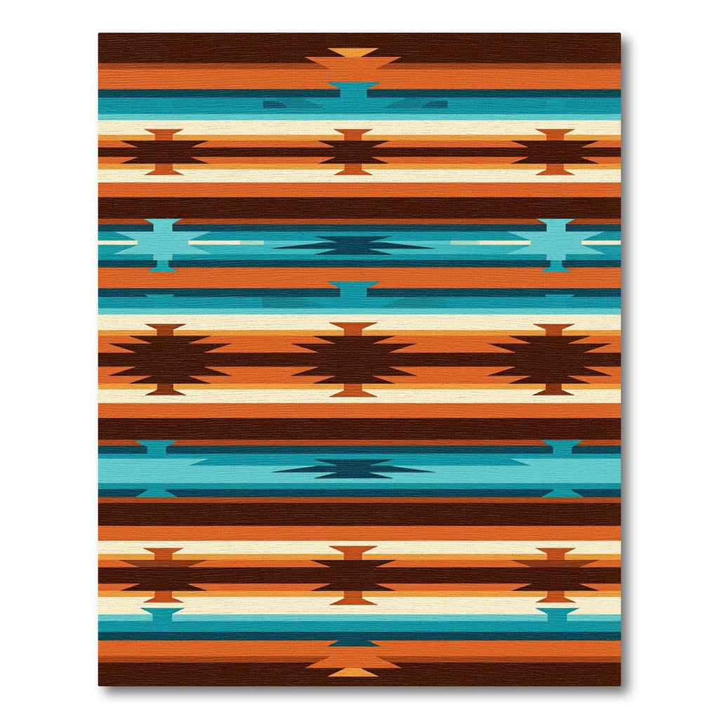 Southwest Geometric Teal and Burnt Orange Runner Rug