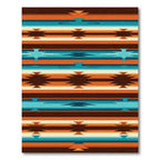 Southwest Geometric Teal and Burnt Orange Runner Rug