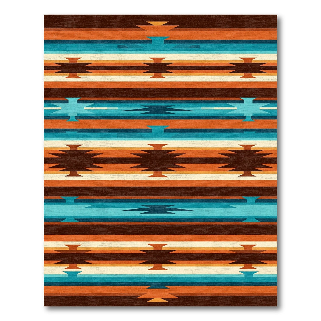 Southwest Geometric Teal and Burnt Orange Runner Rug