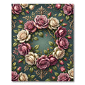 Elegant Dusty Rose Floral Wreath Rug