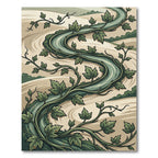 Sage Green Whimsical Botanical Vine Swirl Rug