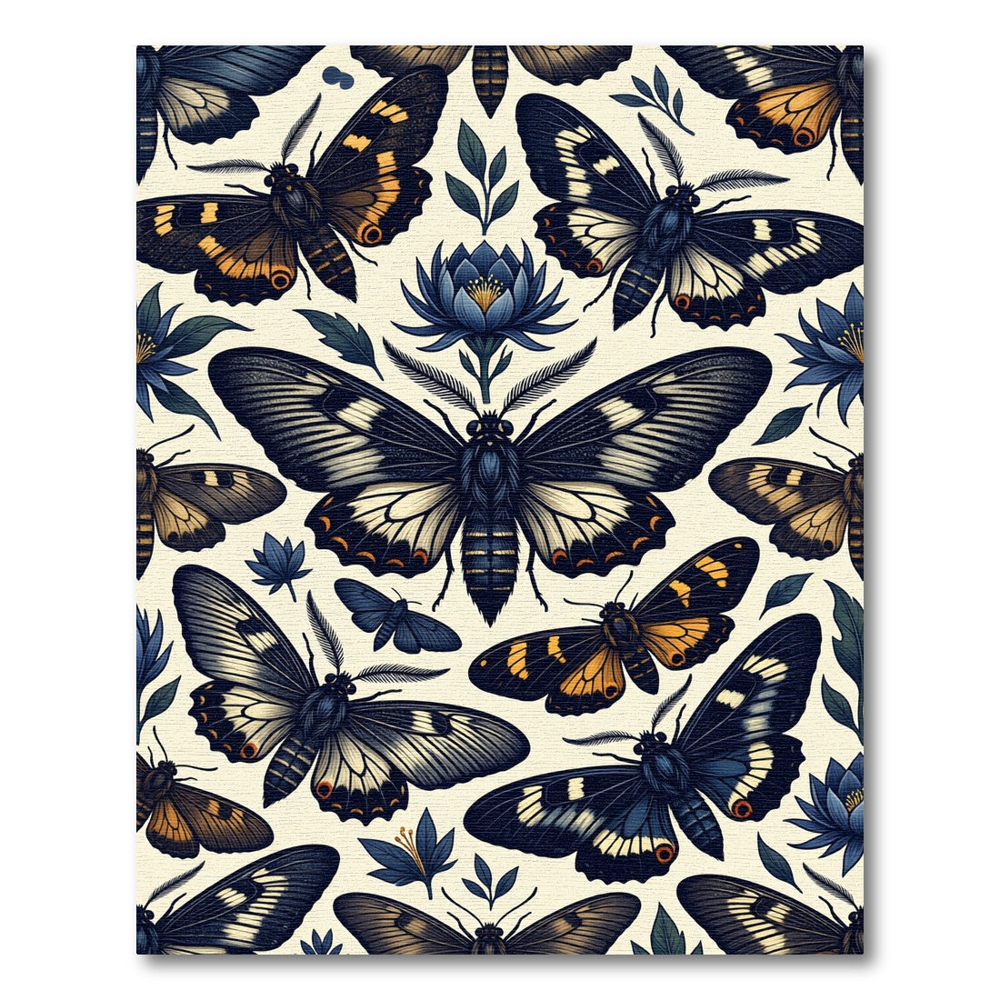 Celestial Midnight Butterfly Blue Lotus Rug