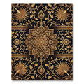 Elegant Gold Mandala Floral Foliage Rug