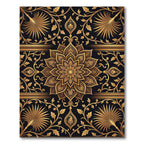 Elegant Gold Mandala Floral Foliage Rug