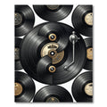 Monochrome Vinyl Record Retro Collage Rug