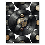 Monochrome Vinyl Record Retro Collage Rug