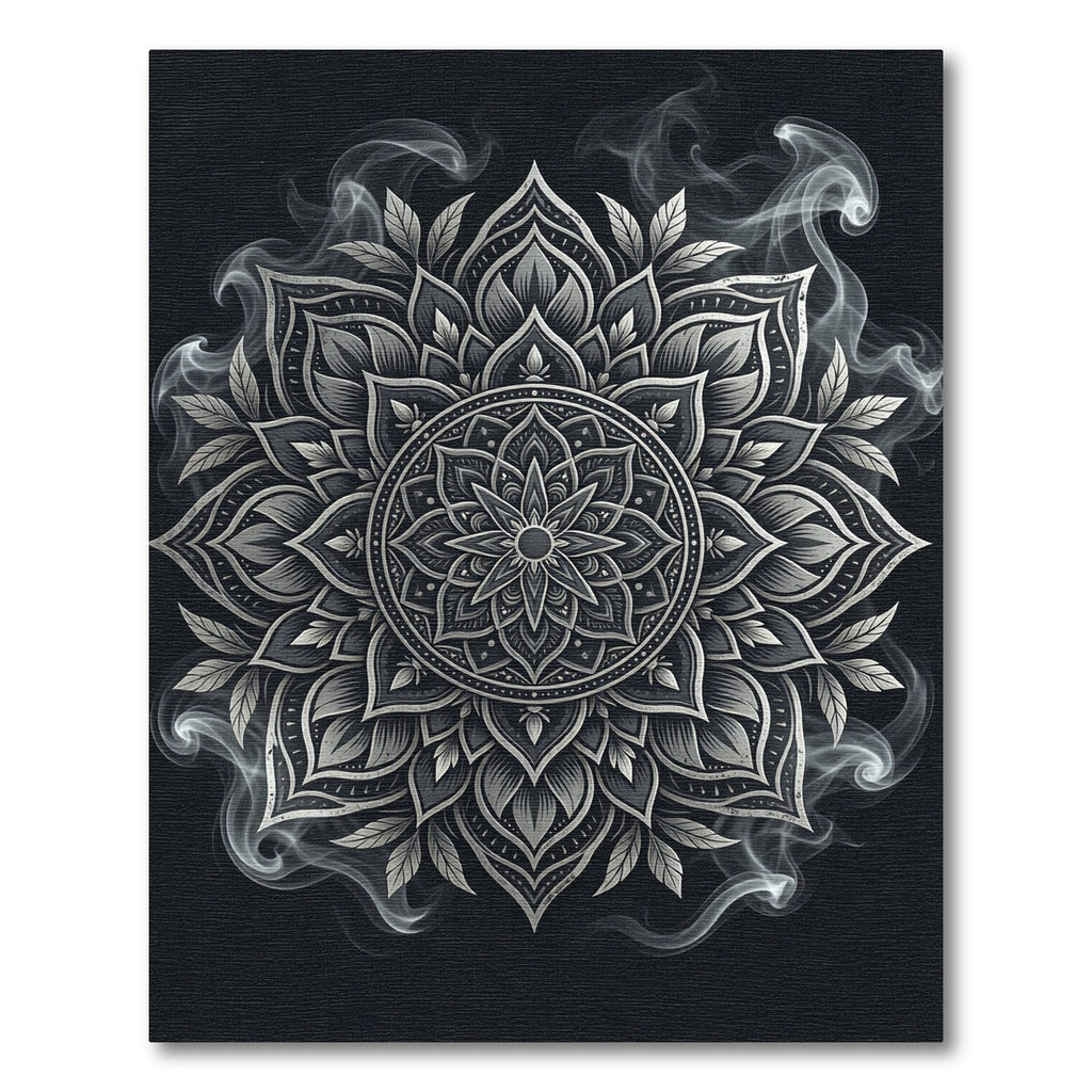 Ethereal Monochrome Smoke Mandala Infinity Rug