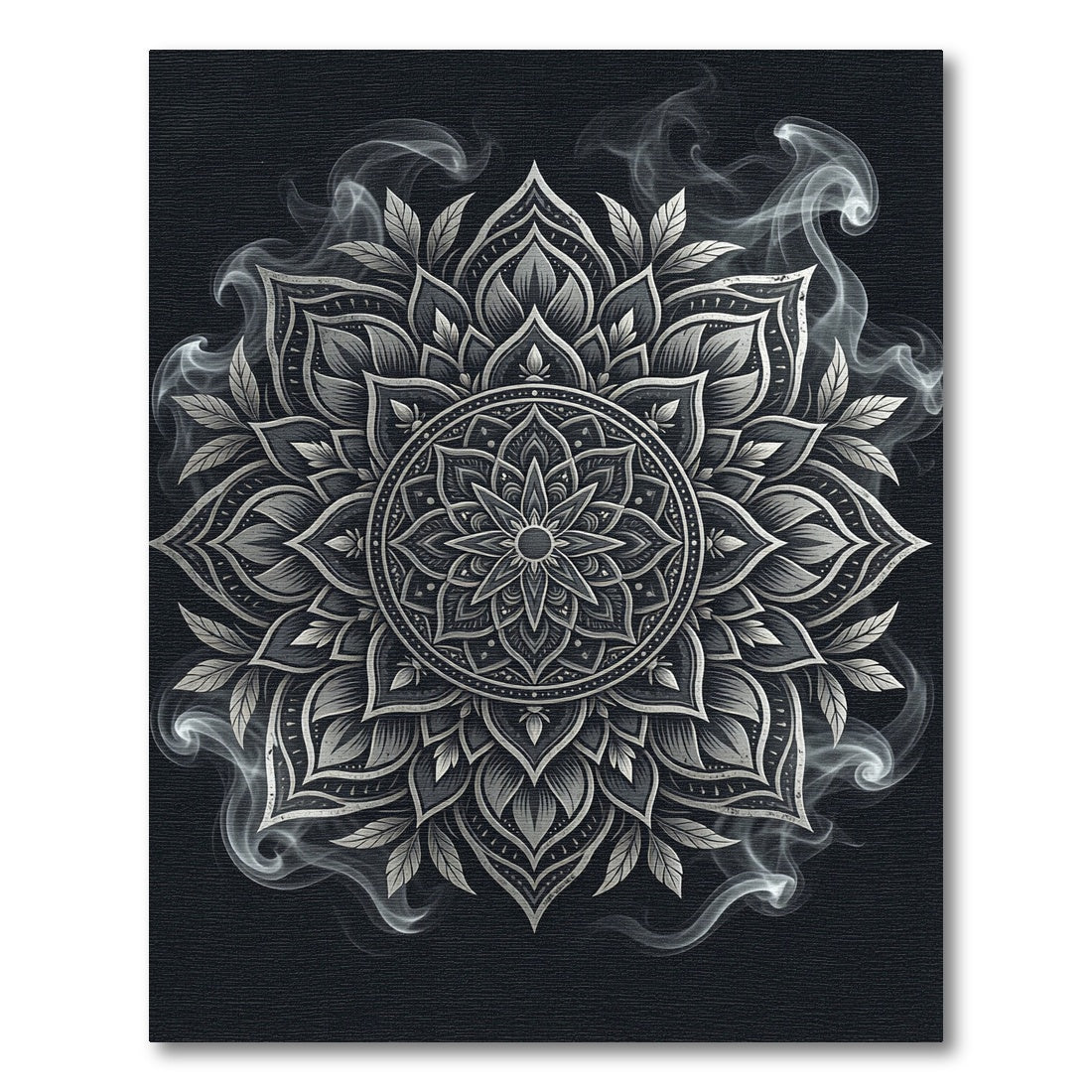 Ethereal Monochrome Smoke Mandala Infinity Rug