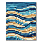 Abstract Blue Tan Wavy Lines Rug